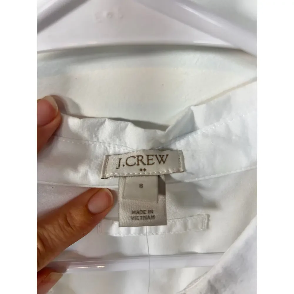 NWT J. Crew Women's Front Knot Button-Up‎ Blouse Top Minimalist White Size Small